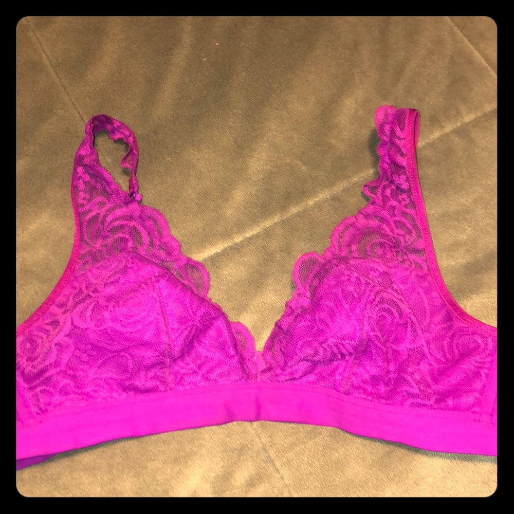 PINK lace plunge Bralette